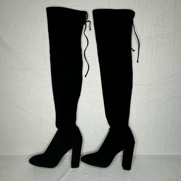 Stuart Weitzman Highland Boots Over Knee Size 9.5 Black Suede Leather MSRP $950 - Picture 2 of 11
